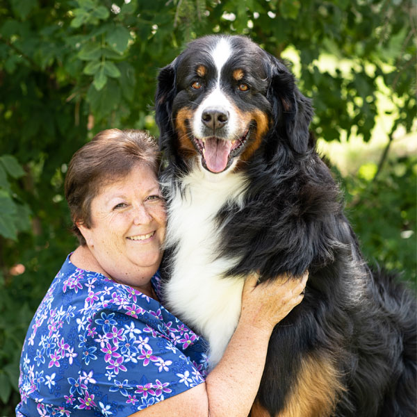 Angela with her dog