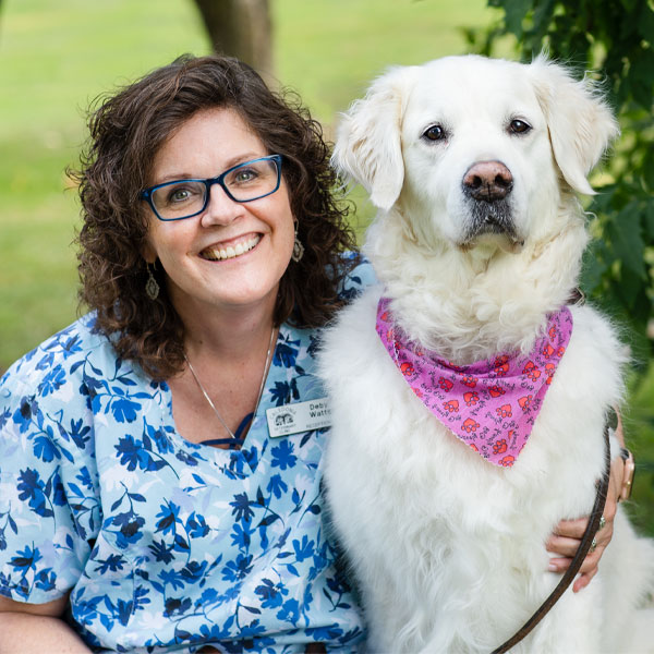 In memory of Deby Watts. Deby with her dog